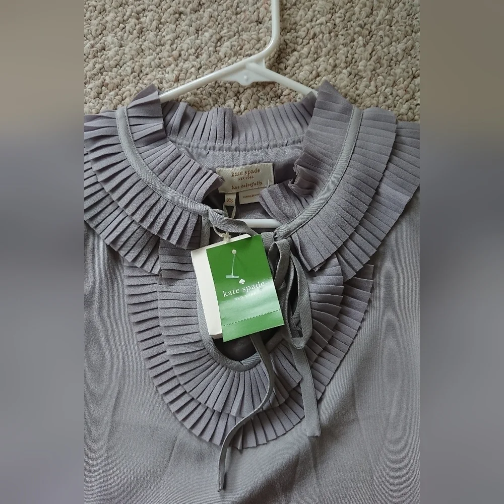Kate spade‎ Antionette Gray Sleeveless Blouse with Ruffle Collar size XS